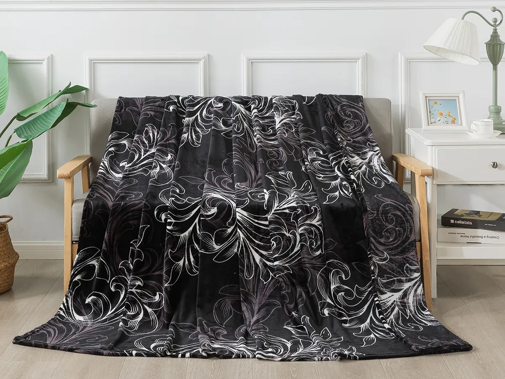 XPOSE® Mikroplyšová deka RAMADA - čierna 140x200 cm