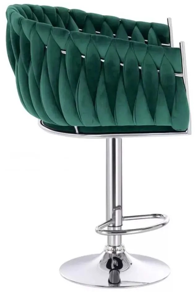 LuxuryForm DESIGN Barová stolička NORDEN VELUR na striebornom tanieri - zelená