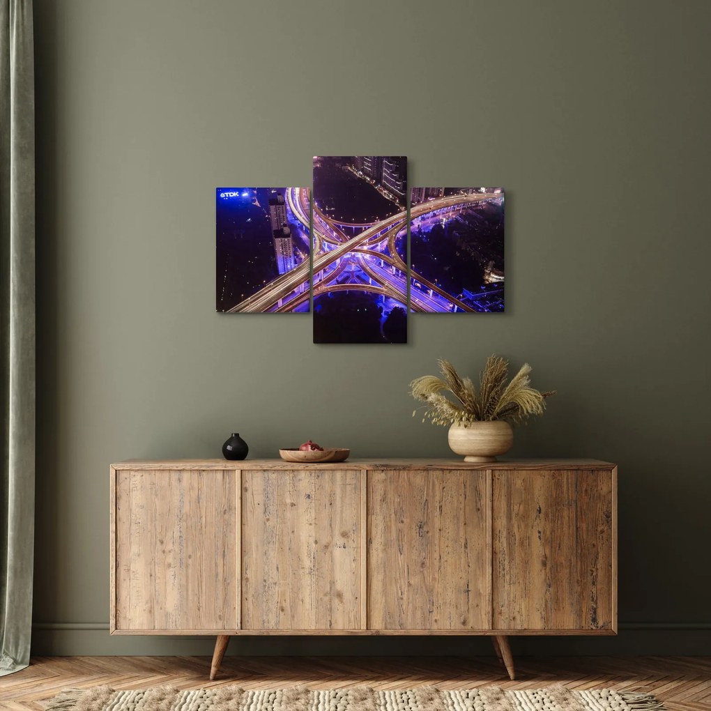 Obraz veľké križovatky v noci (90x60 cm)