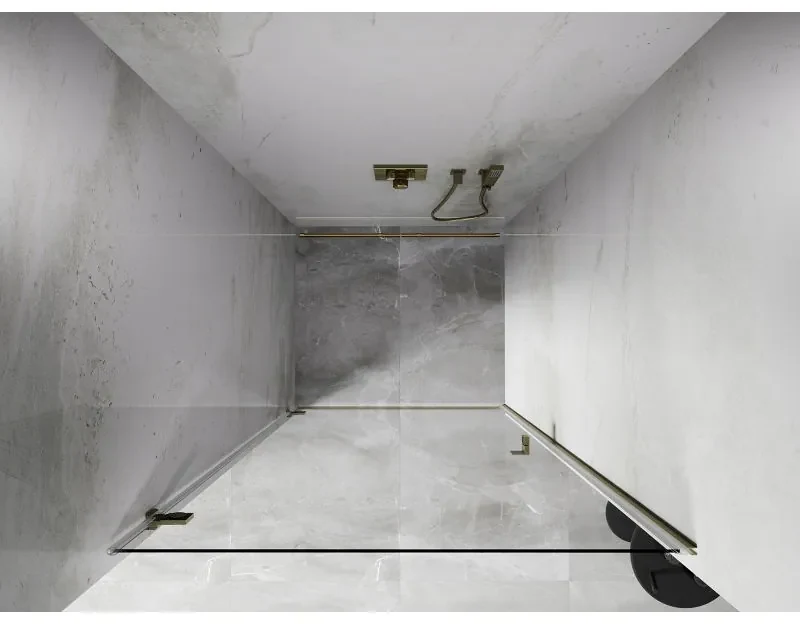 Mexen, Mexen Lunar-B Otočné ľavé sprchové dvere 95 cm, transparentné, brúsené zlaté - 832-095-000-55-00-L