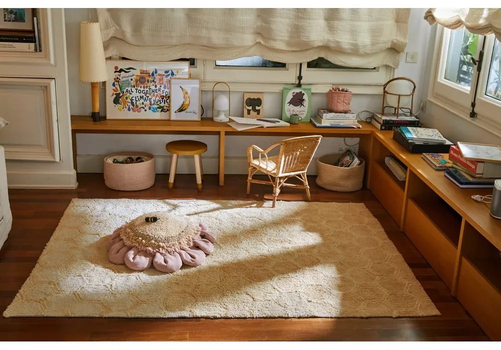 Okrovožltý prateľný ručne tkaný bavlnený koberec 140x200 cm Sweet Honey – Lorena Canals