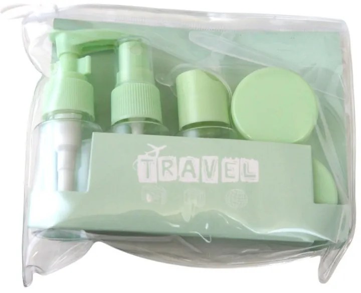 Cestovná sada fľaštičiek na kozmetiku 7 v 1 TRAVEL - viac farieb Farba: Zelená