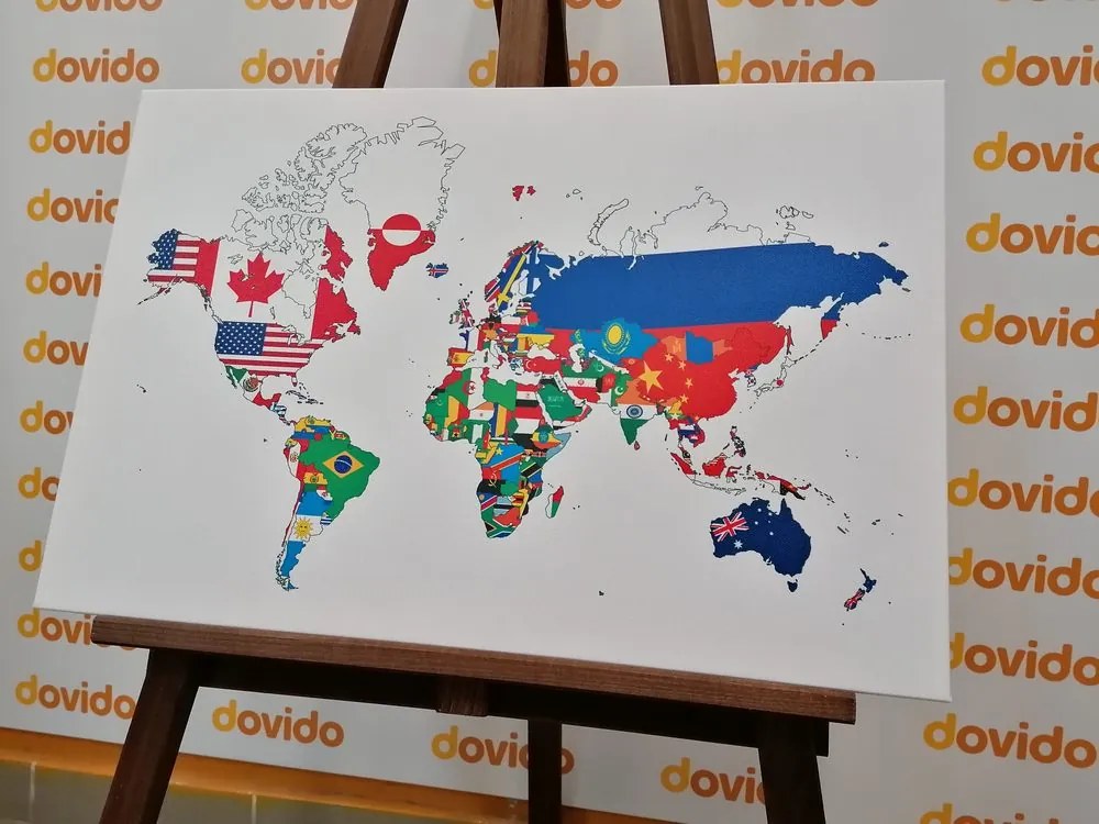 Obraz mapa vlajky krajín