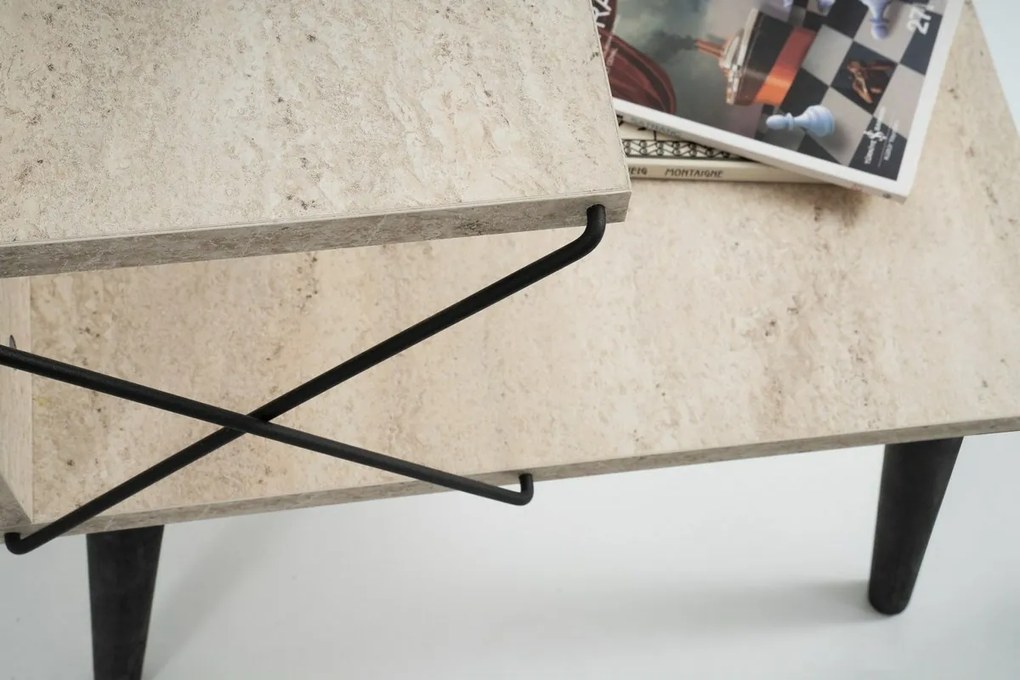 Nočný stolík Cross Travertine and Black