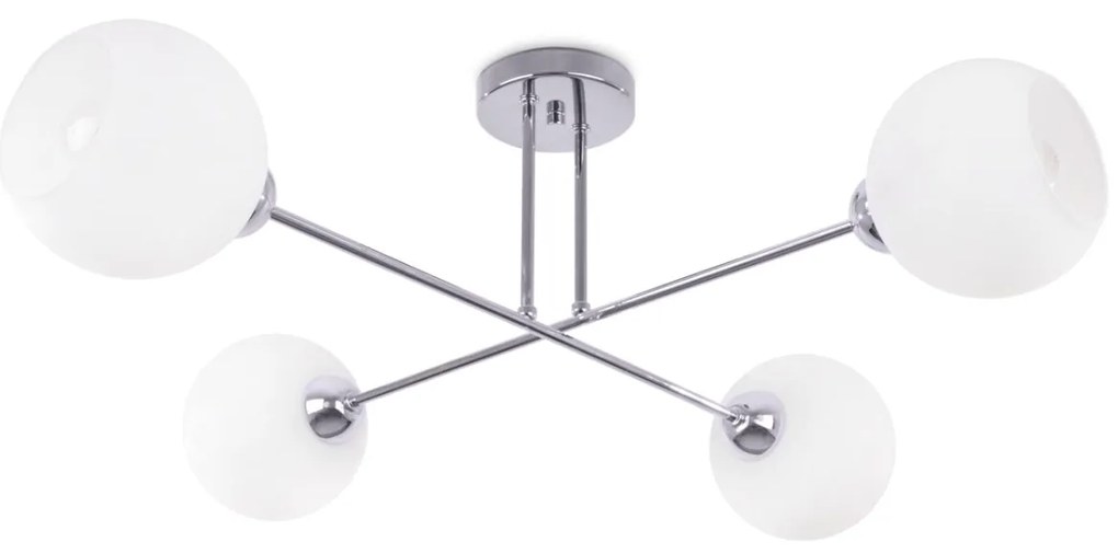 Stropné svietidlo Eliza, 4x biele sklenené tienidlo, CH