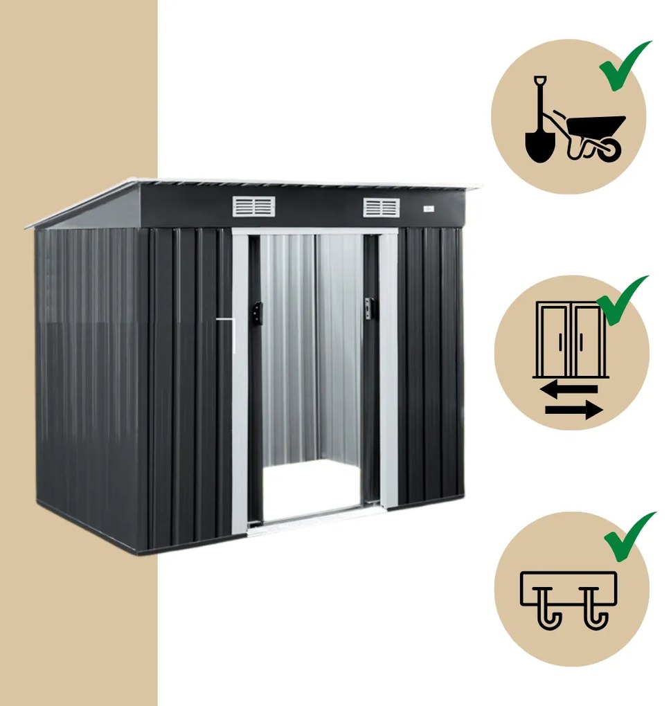 Záhradný domček na náradie L, 196x122x182cm, antracitová Jurhan