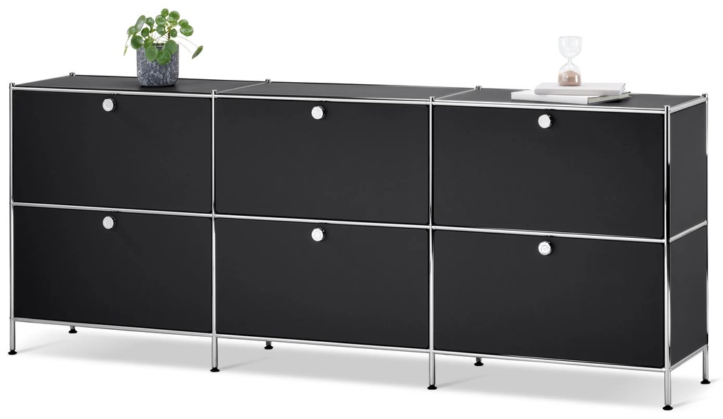 Odkladacia skrinka »CN3« so 6 výklopnými dvierkami, čierna