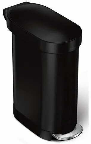 Simplehuman Oválny pedálový kôš s nehrdzavejúcim rámčekom Slim 45 l, čierna