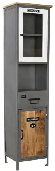 furniture-nabytek.cz - Masívna kúpeľňová skrinka Pinetown z mangového dreva a kovu, lakovaná, viacfarebná – 45×35×185 cm