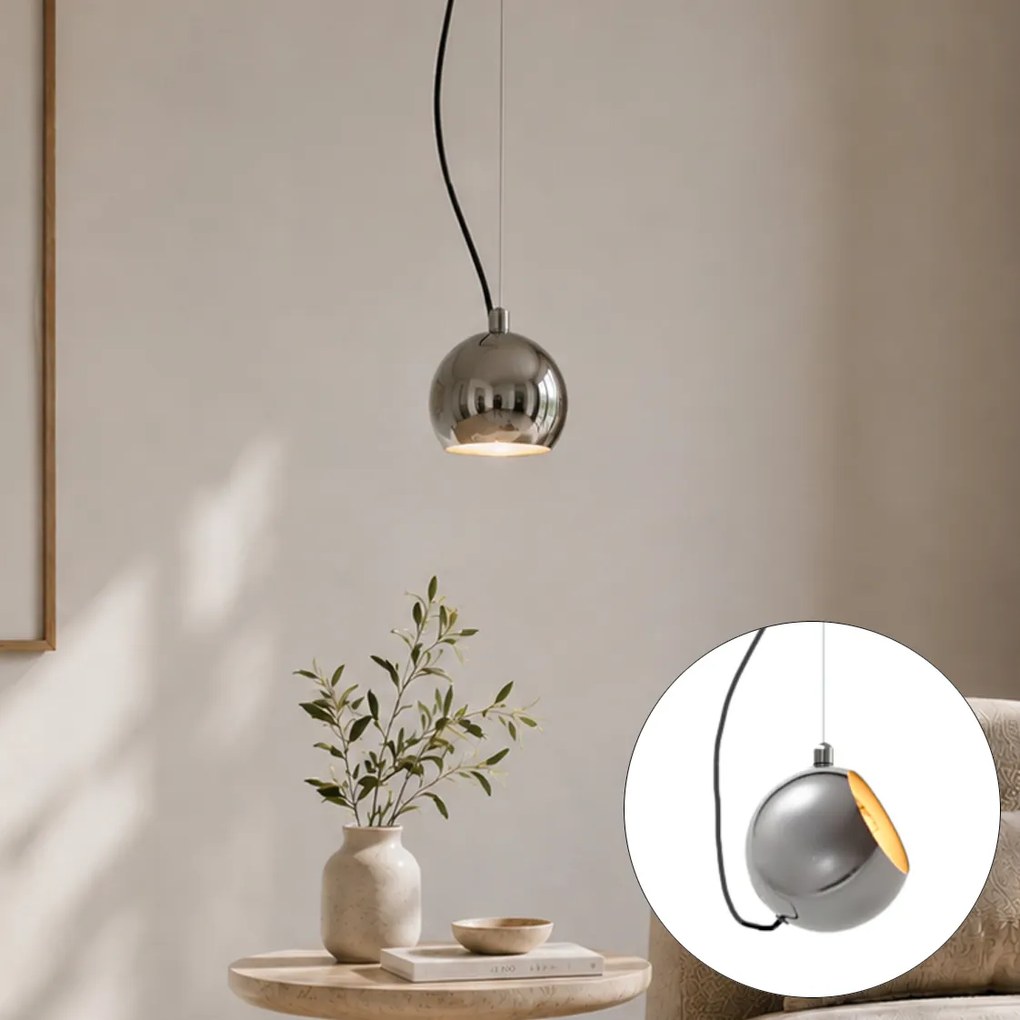 Dizajnová závesná lampa chrómová pre 1-fázový koľajnicový systém - Slimline Sara