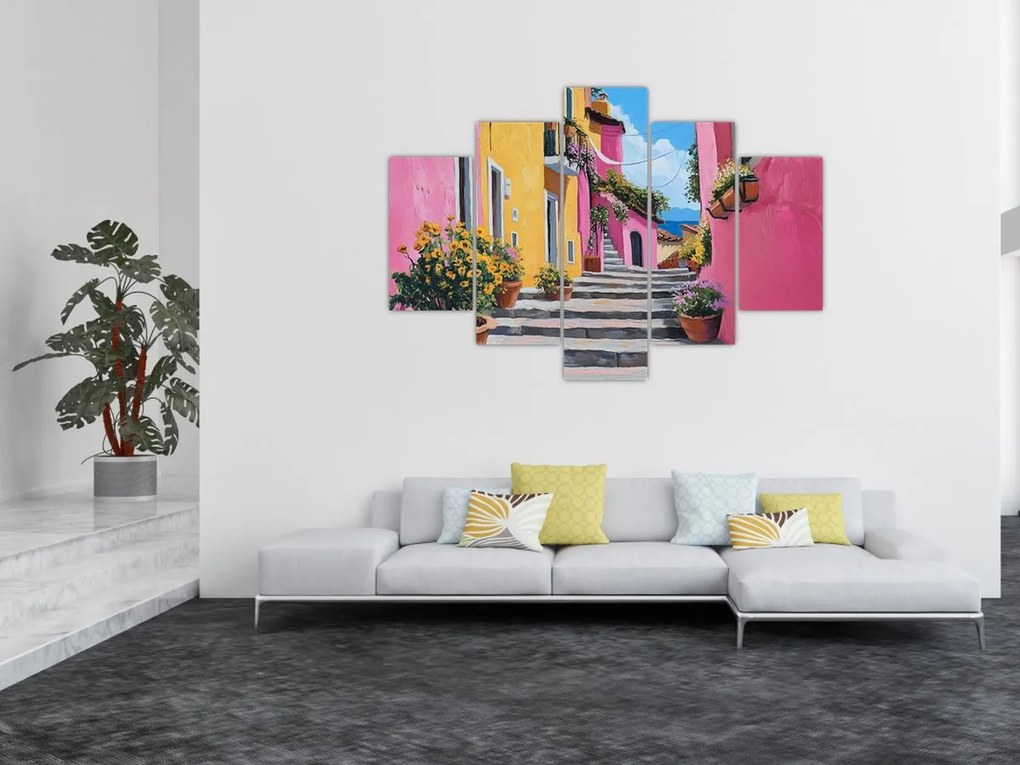 Obraz - Ružová ulička (150x105 cm)