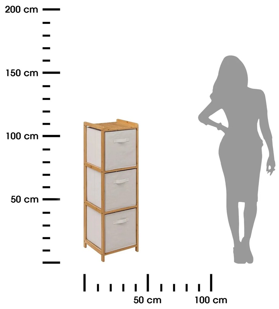 Polička do kúpeľne Tidy Box3, biela/s drevenými prvkami