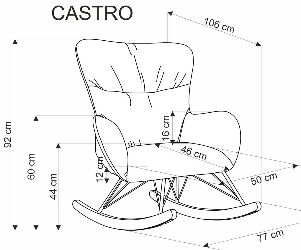 Houpací křeslo CASTRO šedé