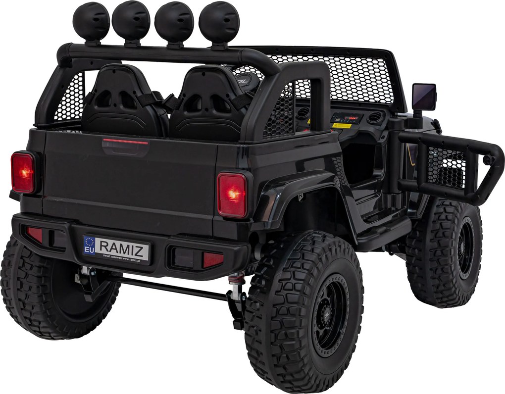 Ramiz Terénne auto OFF-ROAD 3.0 pre deti čierne + diaľkové ovládanie + pomalý štart + pásy + LED a zvuky