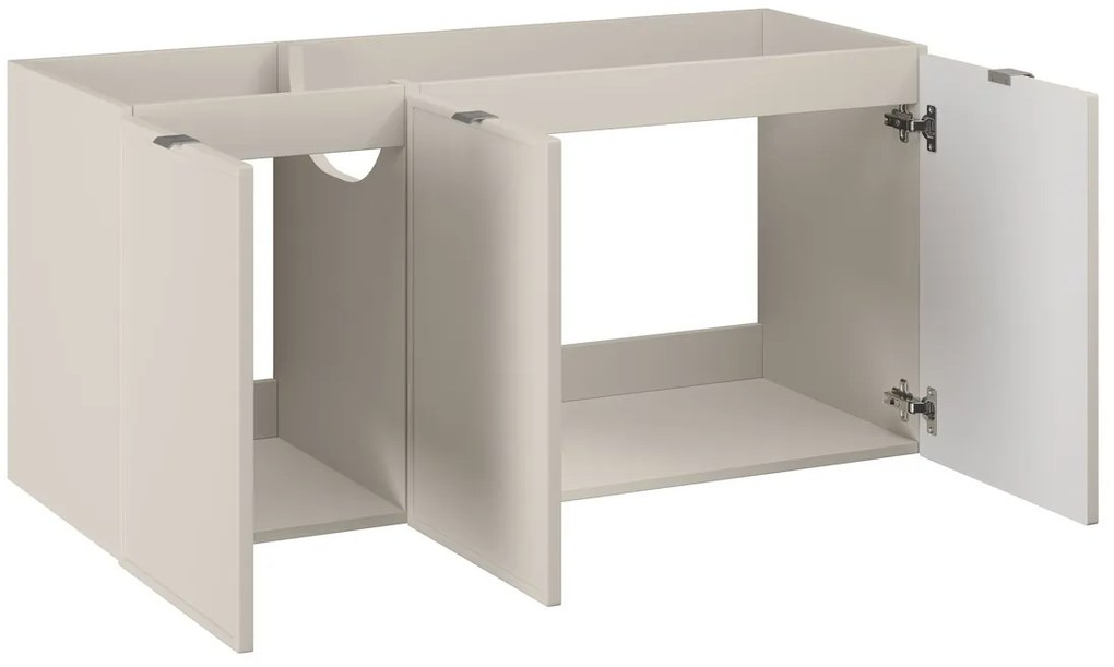 Závěsná skříňka Bella Cashmere Nika s deskou a umyvadlem 140 cm kašmírová