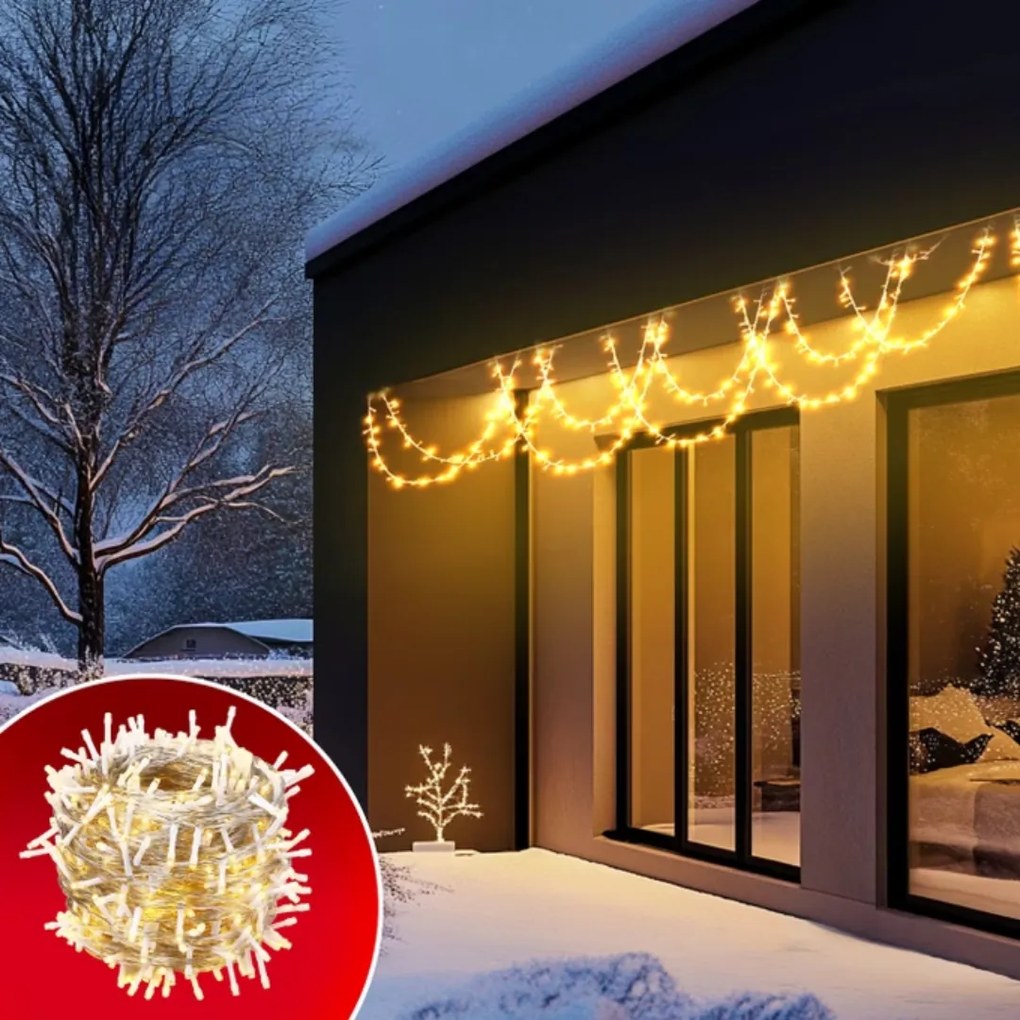 Vianočná svetelná reťaz SIMPLE, 60m, teplá biela Monzana