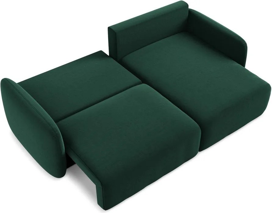 Tmavozelená zamatová rozkladacia/s úložným priestorom rohová pohovka (pravý roh/s leňoškou) Kalena – Makamii