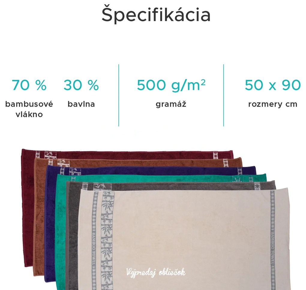 Bambusový uterák BAMBOO 50x90 cm fialový, 70% bambusové vlákno | 30% bavlna