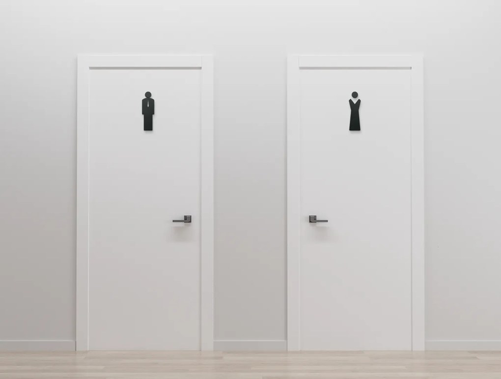 drevko Nálepka toalety - označenie WC pánske/dámske Rozmer obrazu: 11 x 3 cm, Farba dekorácie: Čierna