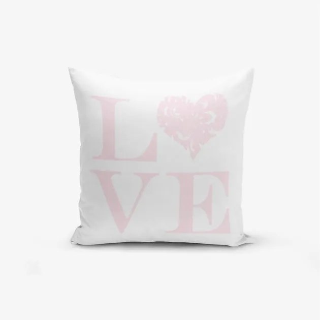 Obliečky na vaknúš s prímesou bavlny Minimalist Cushion Covers Love Pink, 45 × 45 cm