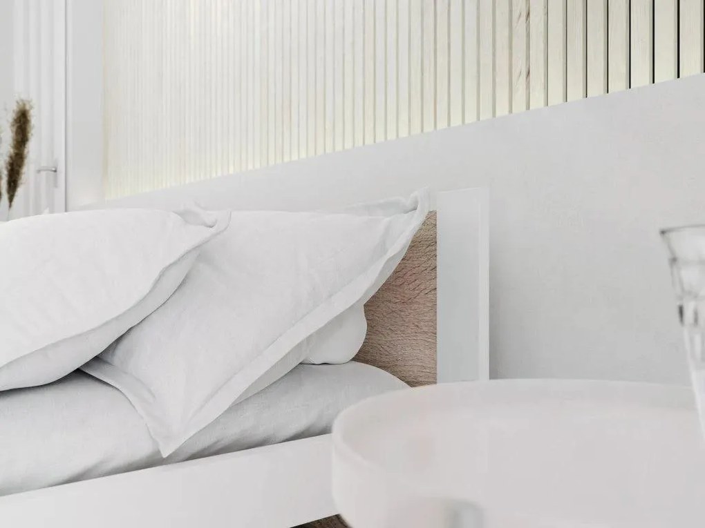Posteľ IKAROS 80 x 200 cm, biela/dub sonoma Rošt: S lamelovým roštom, Matrac: Matrac COCO MAXI 20 cm