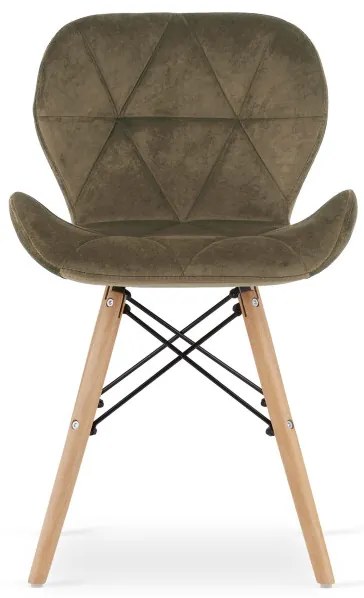 Set troch jedálenských stoličiek LAGO zamat - hnedé (hnedé nohy) 3ks