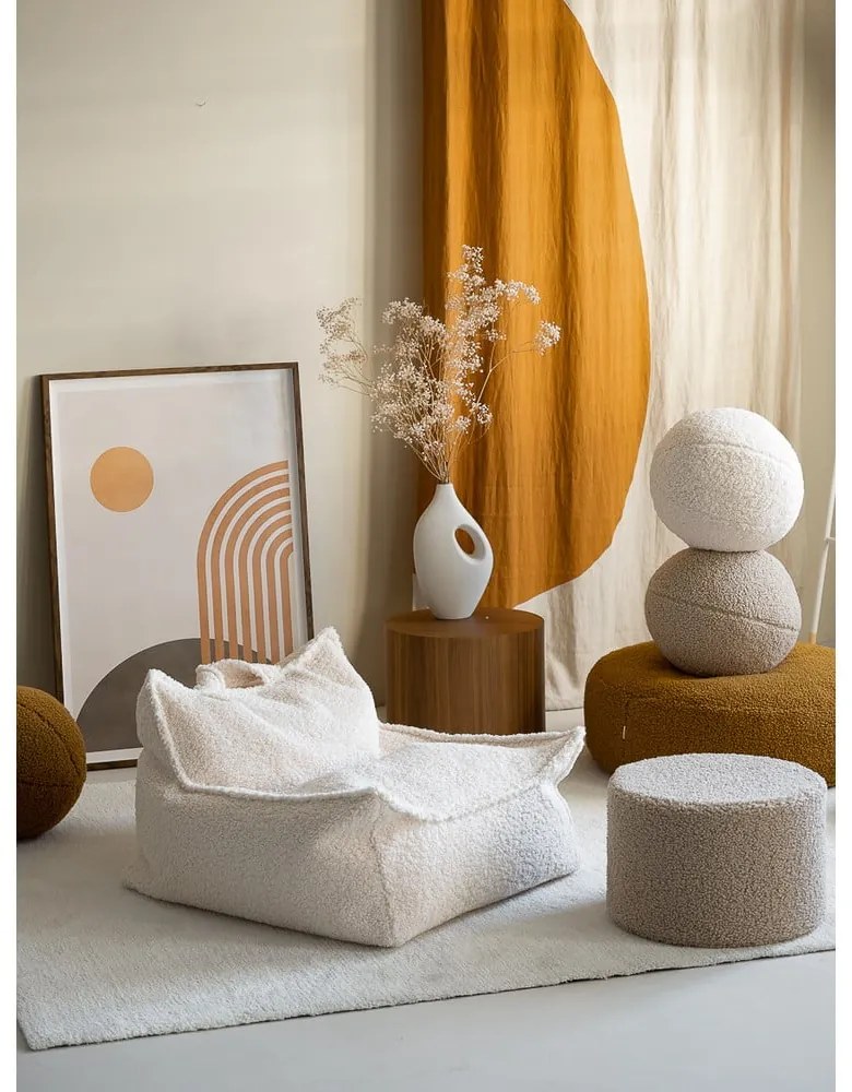 Krémový detský sedací vak z textílie buklé Chair – Wigiwama