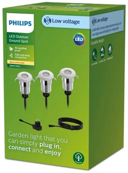 Philips - SADA 3x LED Vonkajšie zápustné svietidlo SPORE LED/1W/24/230V IP67