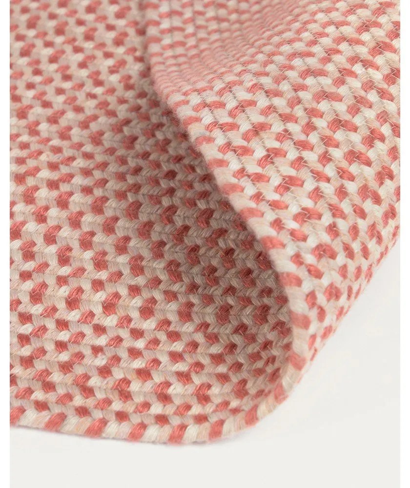 Ružový okrúhly vnútorný a vonkajší koberec z recyklovaných vlákien ø 150 cm Rodhe – Kave Home