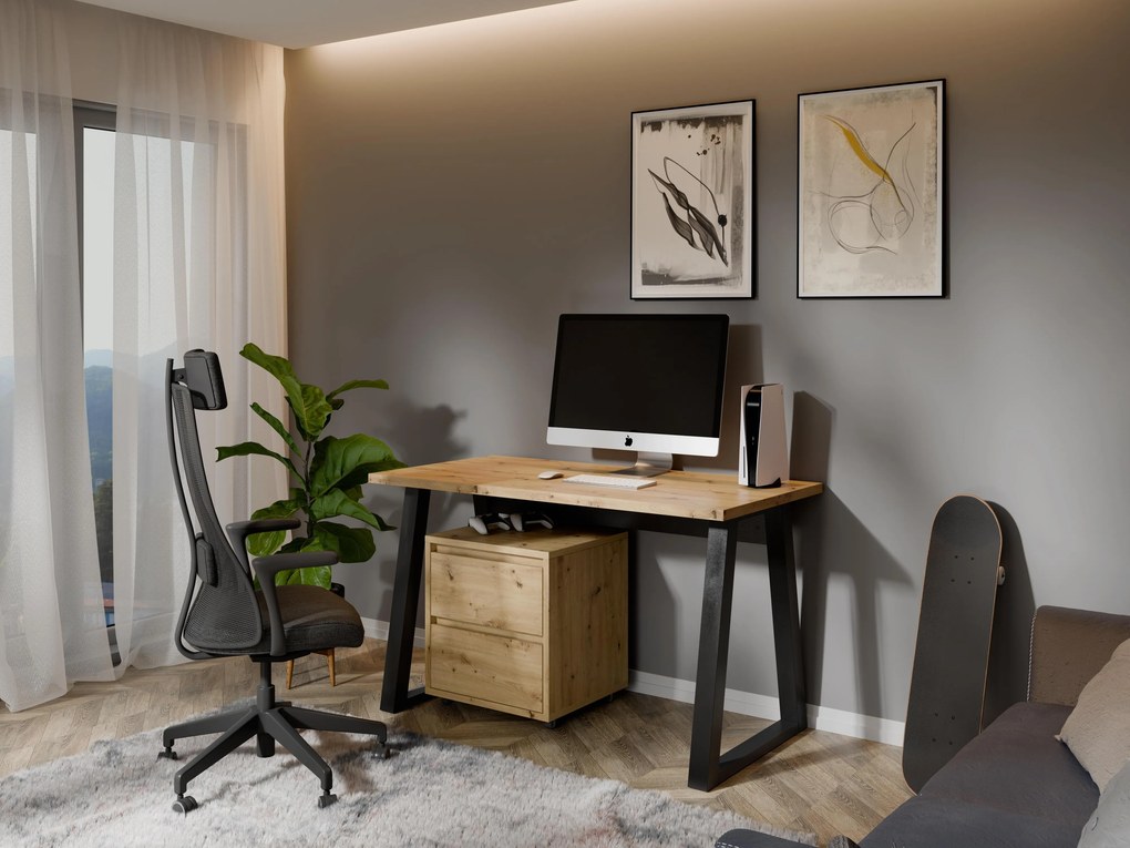 PC stolík Fentura (dub artisan + čierna). Akcia -16%. Vlastná spoľahlivá doprava až k Vám domov. 1123773