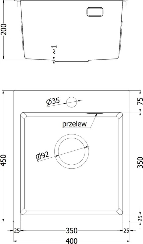 Mexen Solix, 1-komorový nerezový drez 400 x 450 mm, brúsená meď, 6401401000-65