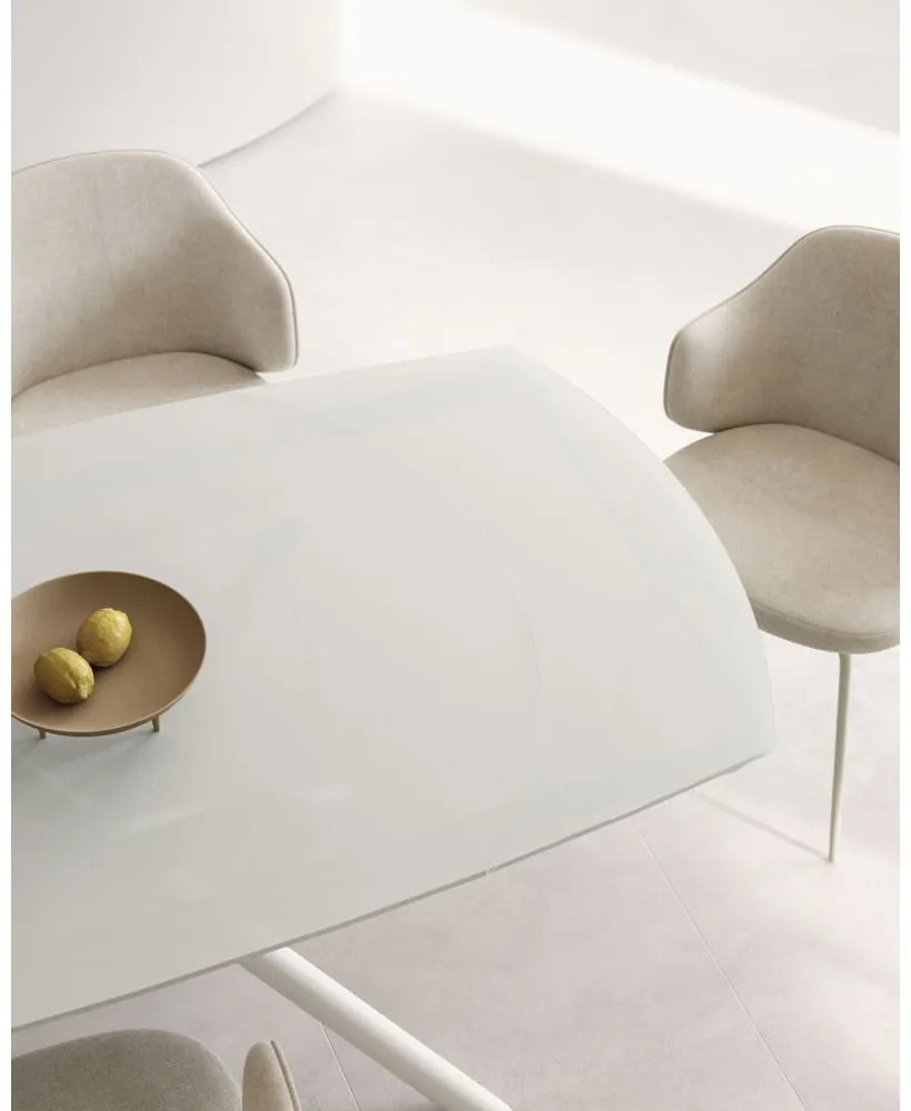 Biely rozkladací jedálenský stôl so sklenenou doskou 100x130 cm Yodalia – Kave Home