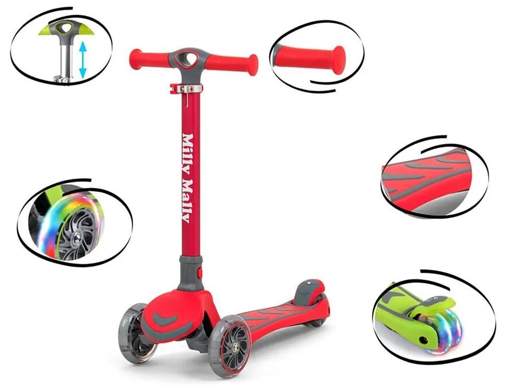 Detská kolobežka Milly Mally Scooter Boogie červená