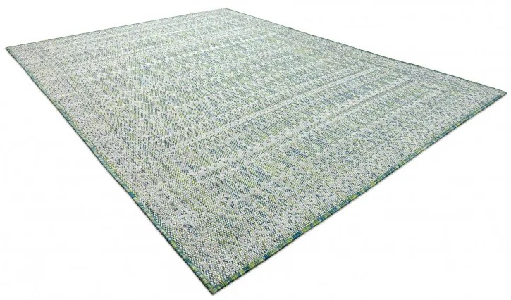 Dywany Łuszczów, Kusový koberec Sion Sisal Aztec 22184 green/blue/ecru – na von aj na doma, 80x150, zelená, chodba / predsieň