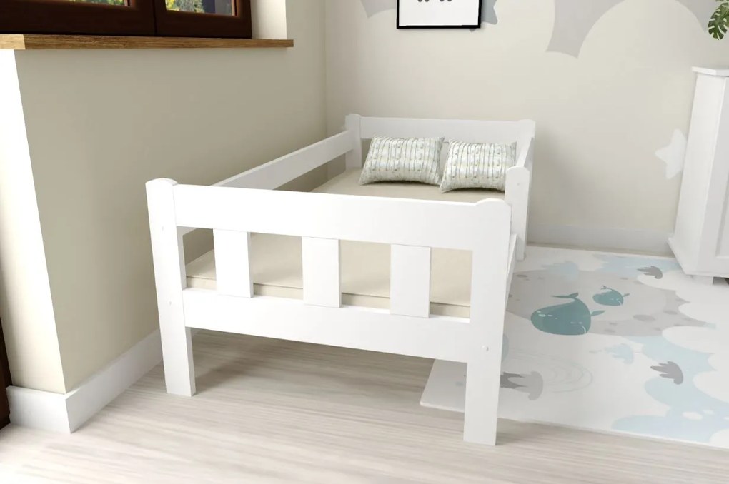 Detská posteľ MAJA z masívu borovice - 200x90 cm - biela