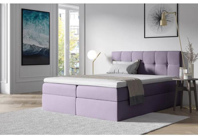 Čalúnená posteľ s úložným priestorom Recivio violet 140 x 200