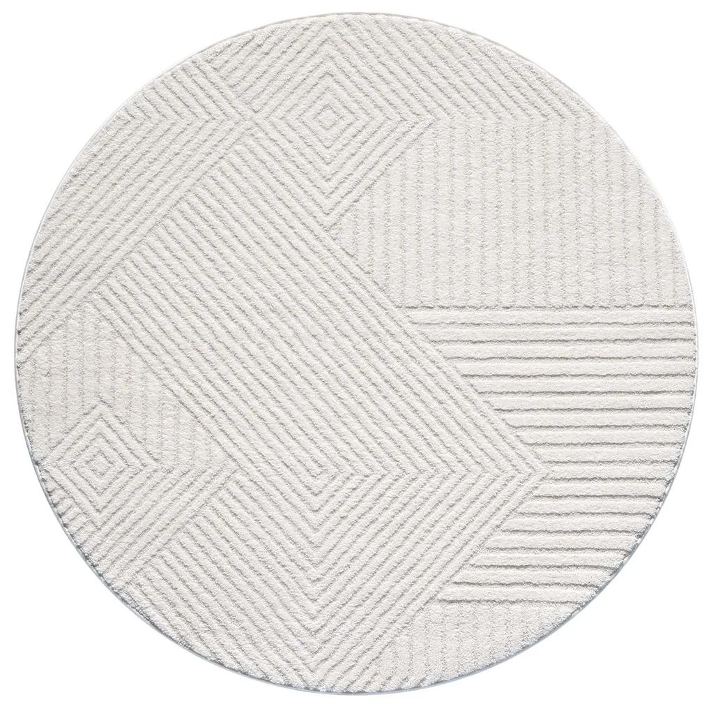 Dekorstudio Moderný okrúhly koberec LOUNGE 0632 - krémový Priemer koberca: 120cm