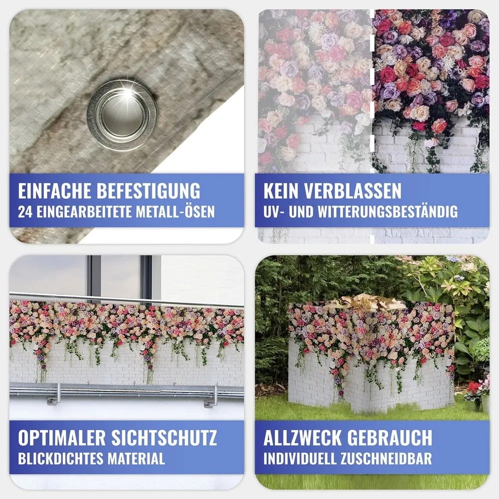 Balkónová zástena 500x85 cm Roses - Maximex