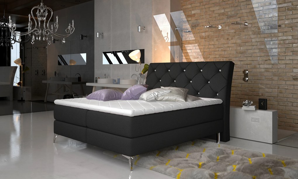 Štýlová box spring posteľ Merkur 180x200, čierna