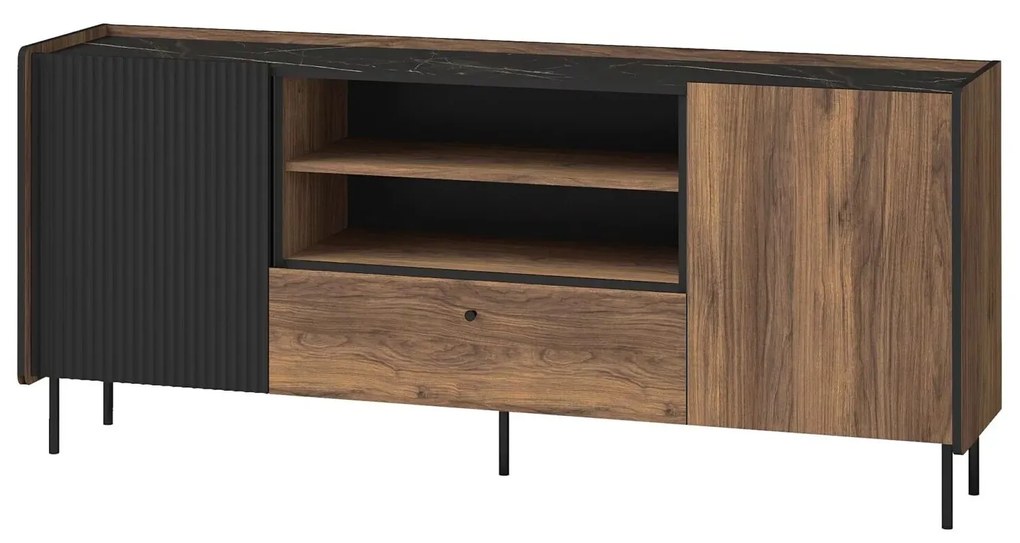 TV stolík Phelan P16 (orech warmia + čierna). Akcia -21%. Vlastná spoľahlivá doprava až k Vám domov. 1062546
