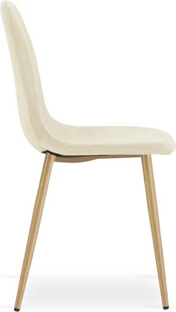 Set štyroch jedálenských stoličiek PADVA zamatové béžové / hnedé nohy (4 ks)