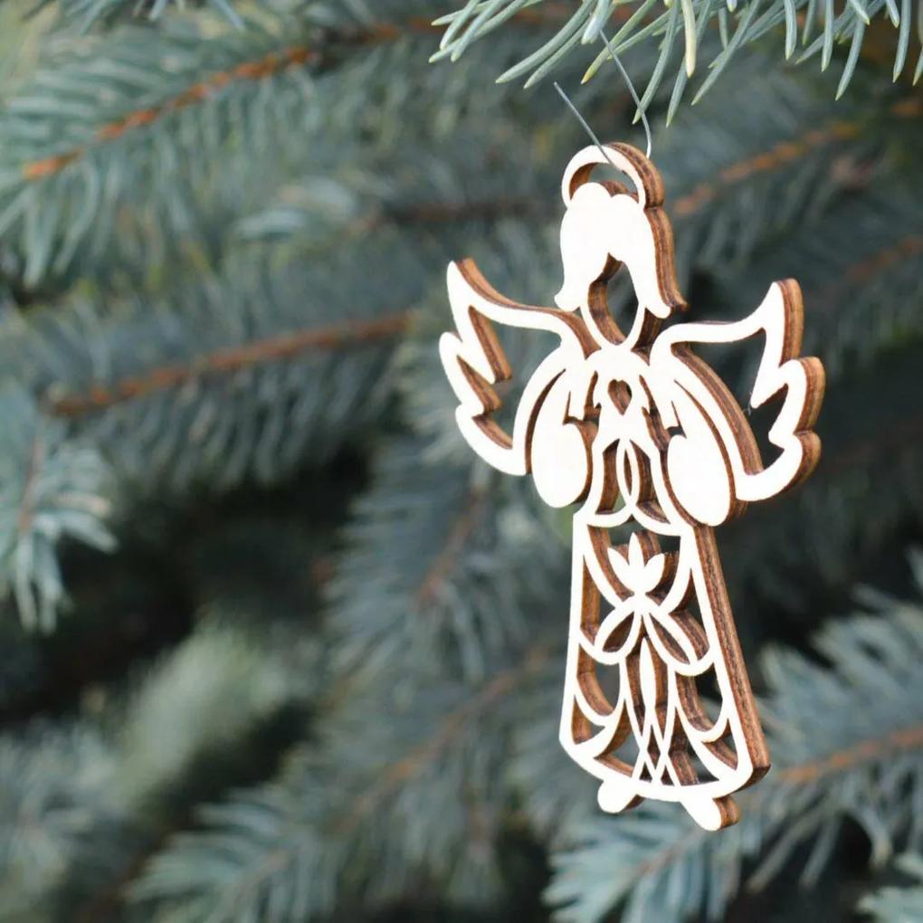 DUBLEZ | Drevený vianočný anjel na stromček