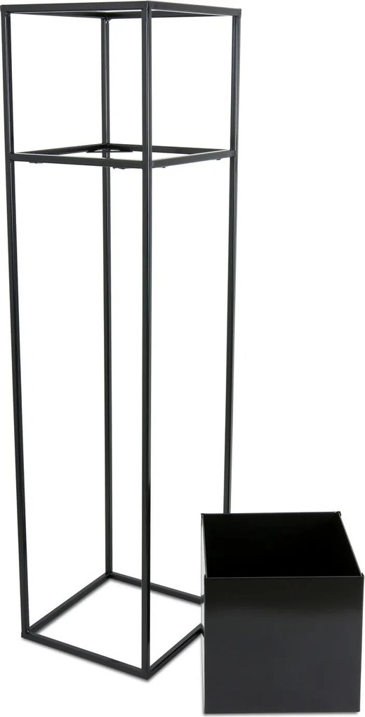 KOVOVÝ KVETINÁČ SO STOJANOM PLAIN 90X24 CM ČIERNA