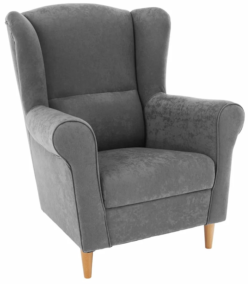 Tempo Kondela Kreslo ušiak, látka sivá, CHARLOT