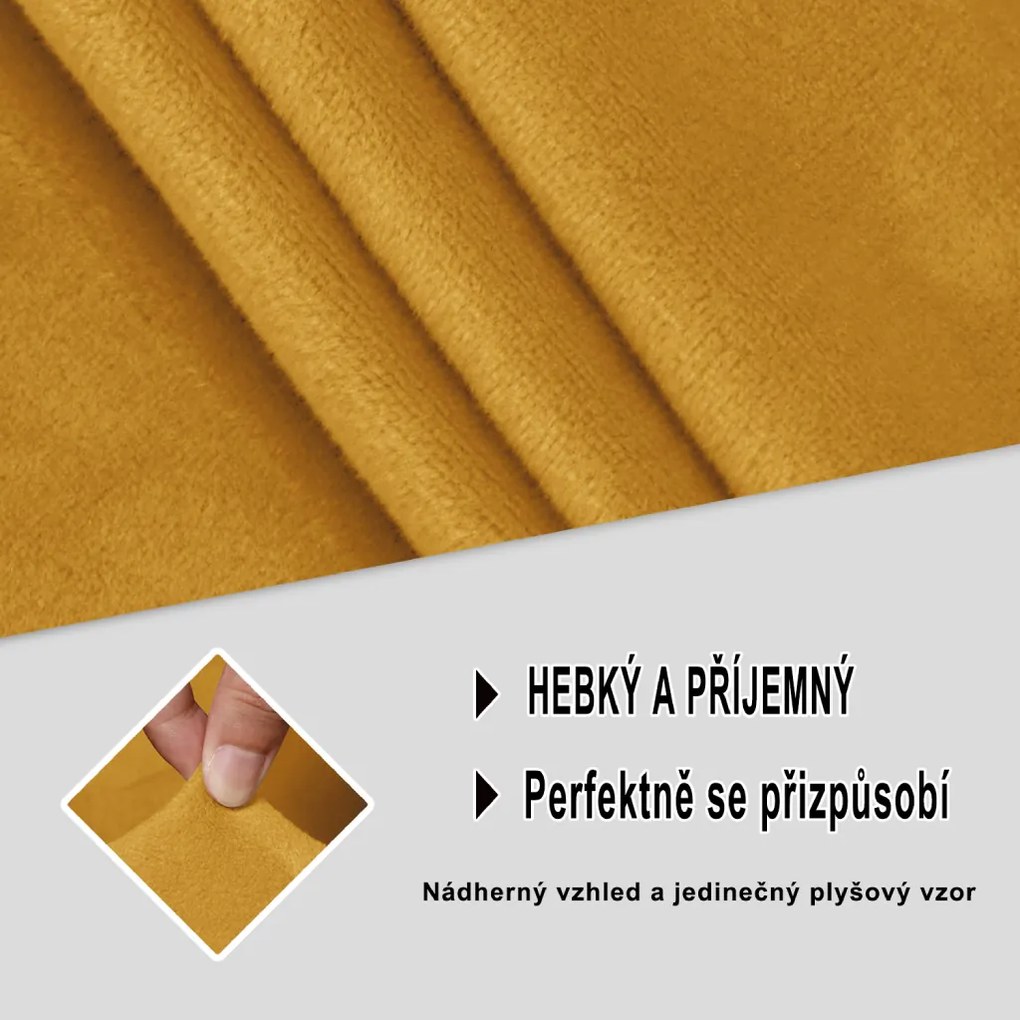 Elastický plyšový poťah na trojmiestnu rohovú pohovku BestBerg / pravá / žltá
