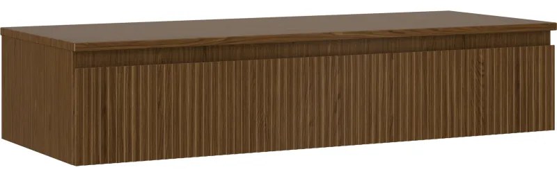 Mexen Rivel, kúpeľňová skrinka pod umývadlo 120 cm s hornou časťou, 1 zásuvka, drážkovaná, orech, 91A20-12023-1-BFC86