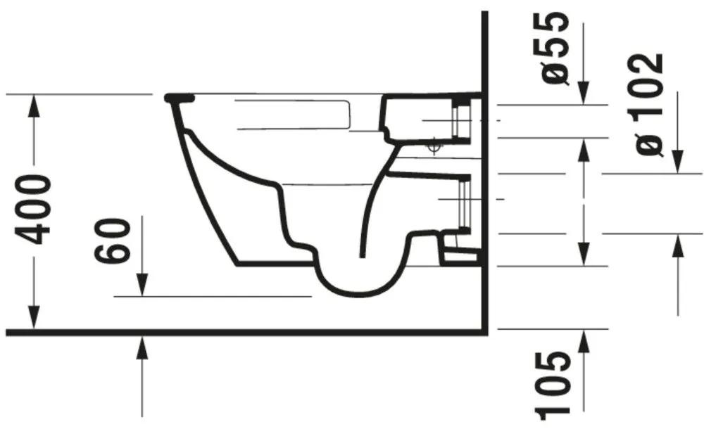 DURAVIT Darling New závesné WC Rimless s hlbokým splachovaním, 370 x 540 mm, biela, s povrchom HygieneGlaze, 2557092000