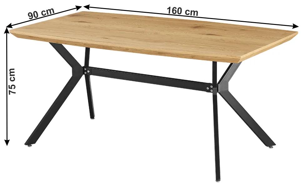 Kondela Jedálenský stôl, dub/čierna, 160x90 cm, MEDITER