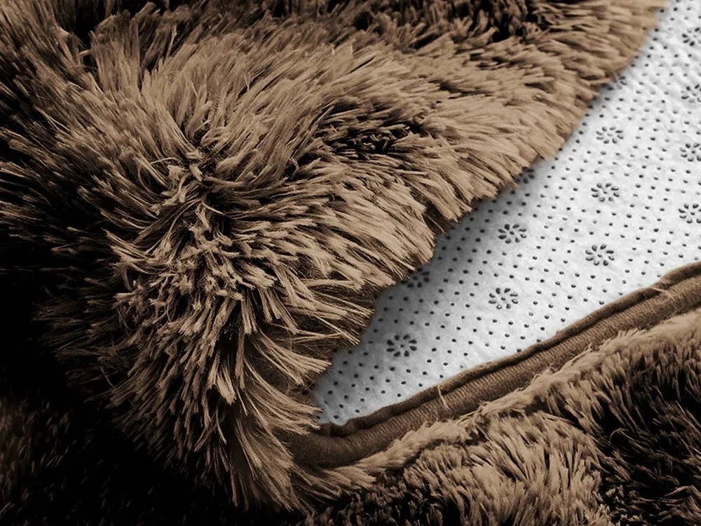 Hnedý okrúhly shaggy koberec Ombre Rozmer: 100 cm