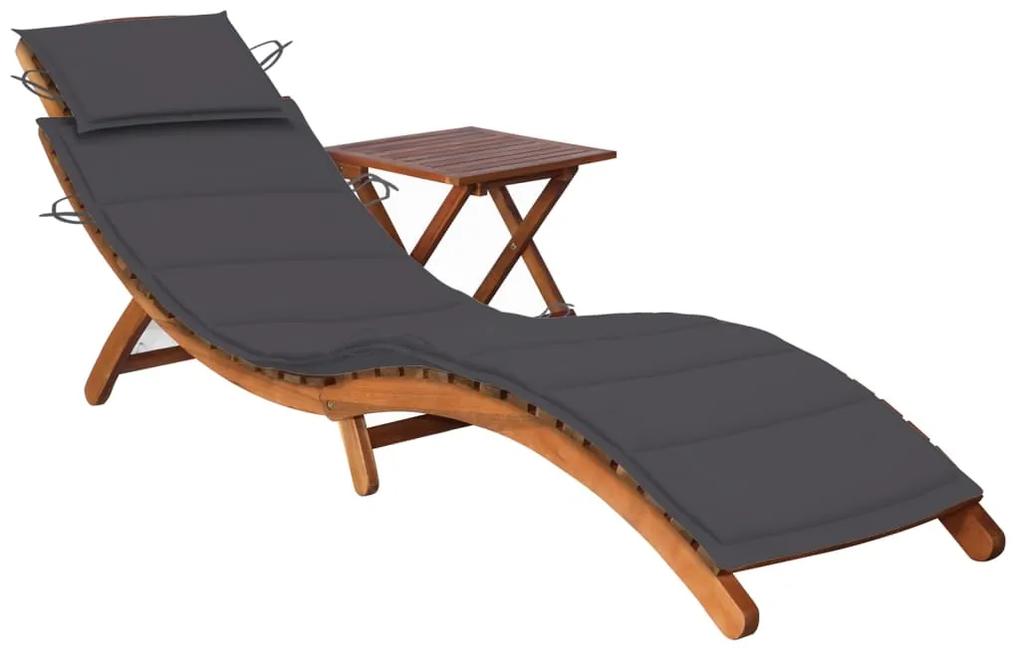 vidaXL Záhradné ležadlo so stolíkom a s podložkou akáciový masív